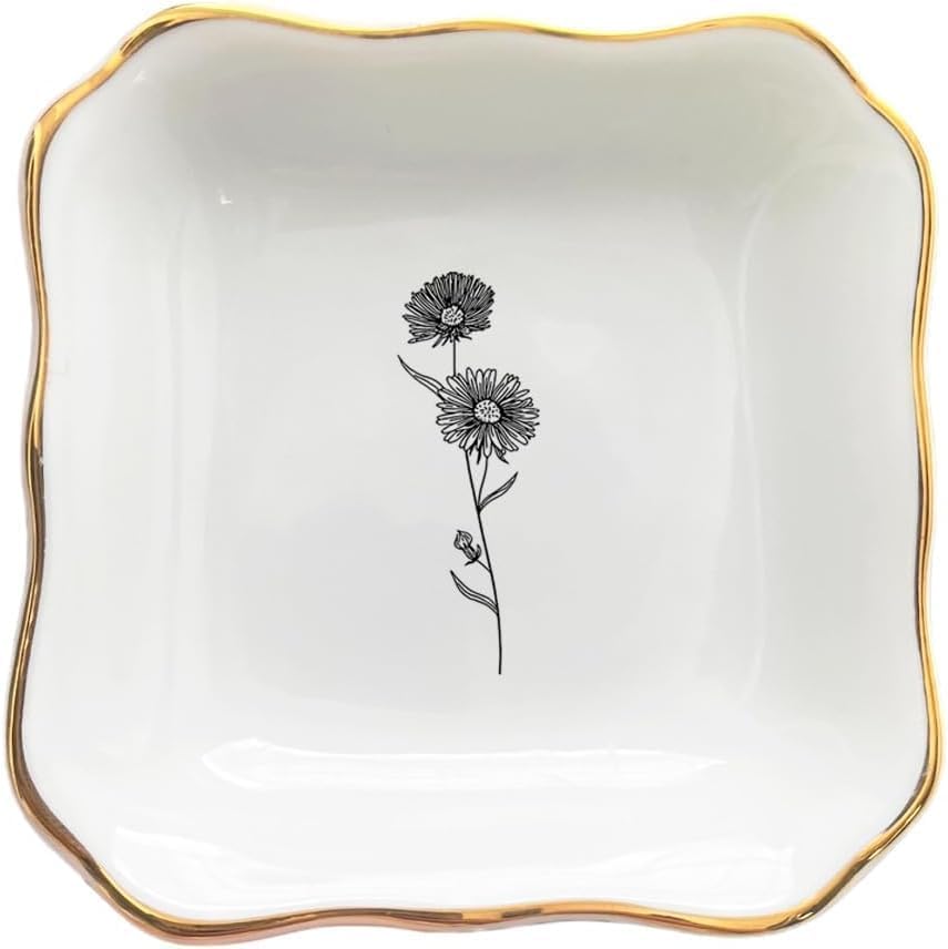 Ceramic Floral Ring Dish for Mom, Bridal Shower Gift for Bridesmaid, Bride to Be Gift, Friendship Gift for Best Friend, Daughter Gift, to Mom from Bride