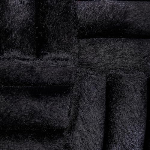 All Smiles Black Faux Fur Decorative Throw Pillow Covers 24x24 Set of 2