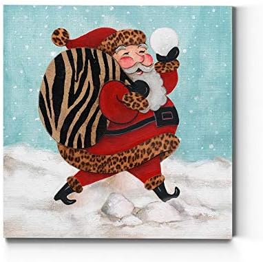 Renditions Gallery Xmas Canvas Wall Art Prints for Home Decor Santa Bay of Toys in Snow Abstract Artowrk for Bedroom Dining Office Kitchen Decorations - 16"X16" LT05