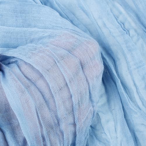 Light Blue Cheesecloth Table Runner 10FT Rustic Sheer Gauze Table Runners 120 Inch Boho Cheese Cloth Table Decorations for Wedding Bridal Summer Home Decor