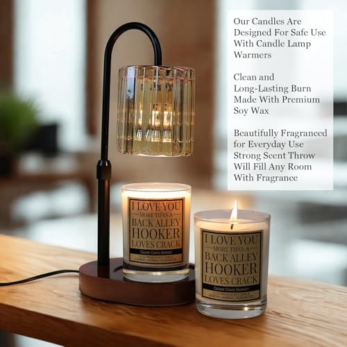 Cedar Crate Market Funny Candle Gift for Him or Her “I Love You More Than a Back Alley Hooker Loves Crack” Premium Soy Candle - Lemon Jasmine Rosewood Scented, I Love You Gift, Made in USA