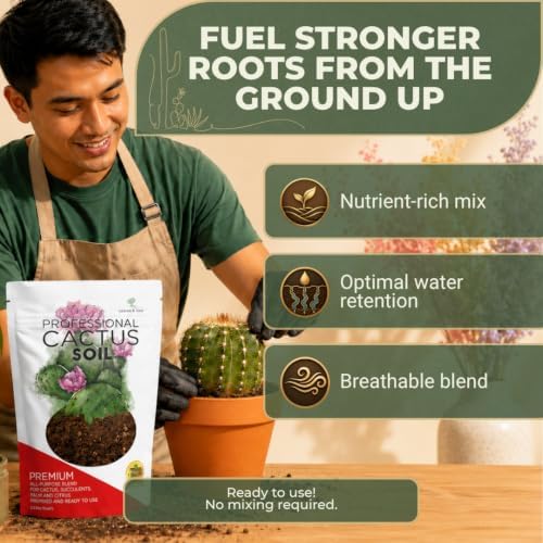 Leaves & Soul Cactus Soil Potting Mix 2.2 Qt for Cactus & Succulent Plants