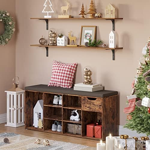 DINZI LVJ Long Wall Shelves, 47.3Inch Wooden Wall Mounted Shelves, Set of 4