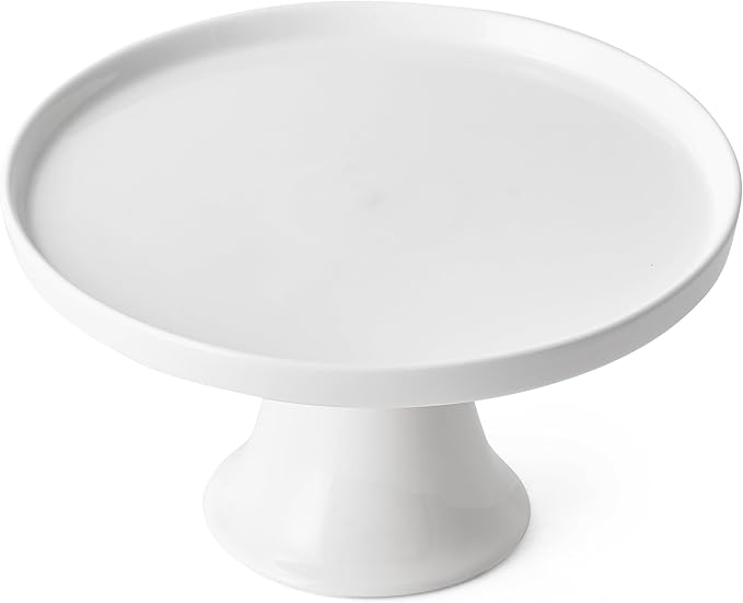 7.8 Inch Small Cake Stand, White Ceramic Cake Holder, Round Dessert Stand for Cupcake, Cookie, Pie, Fruit, Cake Plate for Party, Wedding, Birthday, Baby Shower, Decorative Display Pedestal Stand Tray