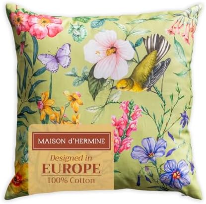 Maison d' Hermine Throw Pillow Covers 100% Cotton (18" x 18" - Pack of 1)
