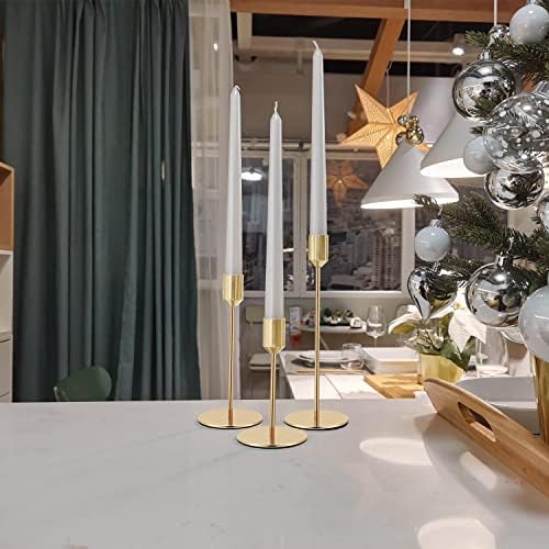 Brass Gold Metal Taper Candle Holders Set of 12, Wedding Table Decor