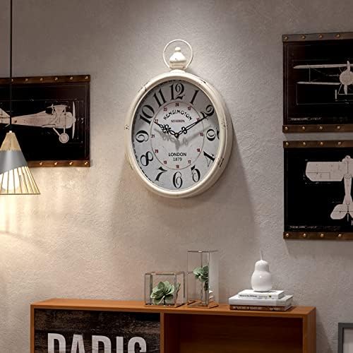 Menterry Large Oval Retro Wall Clock, Rustic Vintage Style, Antique White