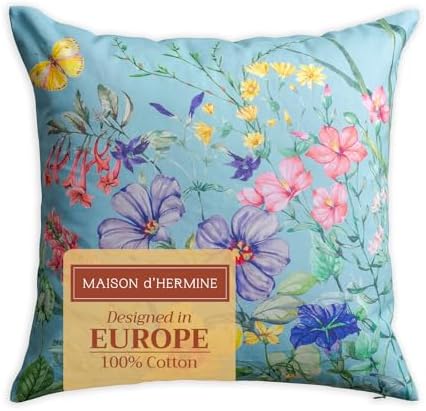 Maison d' Hermine Throw Pillow Covers 100% Cotton (20" x 20" - Pack of 1)