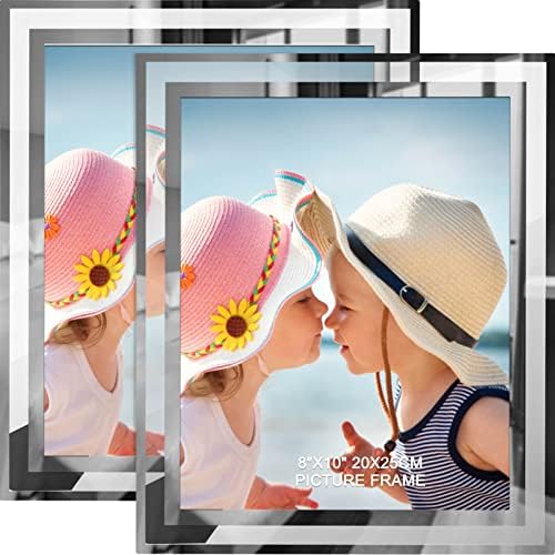 8x10 Picture Frames Set of 2, Sliver Photo Frame for Tabletop, Glass Picture Frame, Horizontally or Vertically