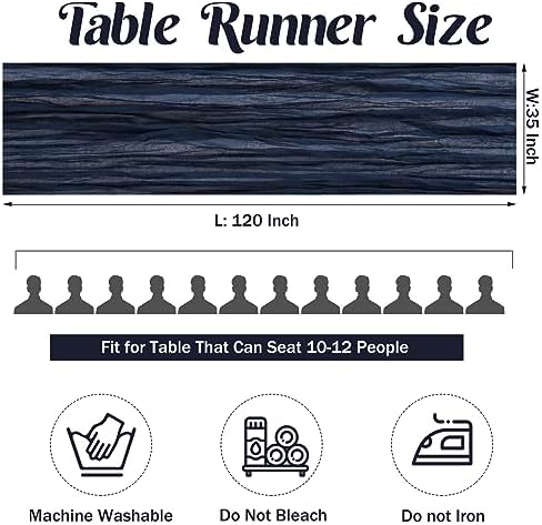 Navy Blue 10FT Cheesecloth Table Runner Boho Gauze Fabric Table Runner Rustic Sheer Runner for Wedding Bridal Baby Shower Birthday Party Boho Table Decor（1 Pack Navy Blue）