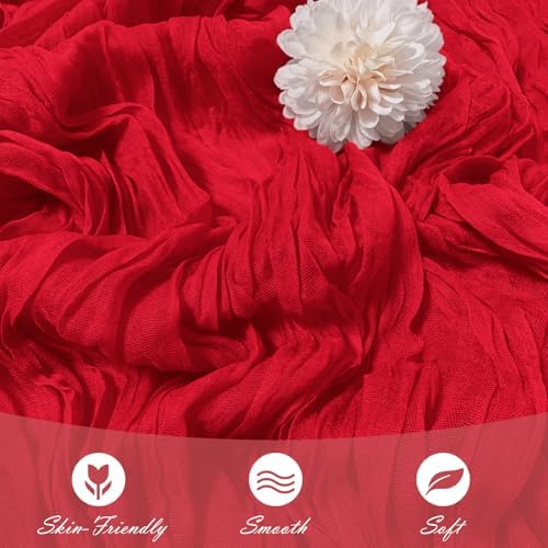 30 Pack Red Cheesecloth Table Runner 17 x 108 inch Cheese Cloth Table Runners 9ft Red Table Runner Rustic Romantic Sheer Gauze Runner for Wedding Party Baby Shower Table Decoration