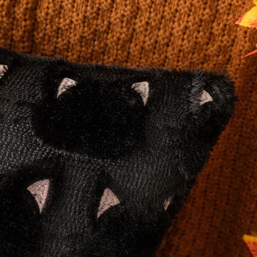Halloween Black Cat Throw Pillow Covers 20x20 Inch Set of 2, Spooky Ghost Faux Fur Cushion Covers for Fall Decor, Soft Decorative Farmhouse Pillowcases for Sofa Bench Living Room (Pink)