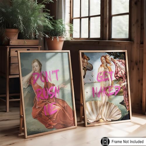 Poster Master 2-Piece Don't Rush Me Print - Get Naked Poster - Altered & Pop Art - Humorous Gift for Men & Women - Funny Wall Decor for Bedroom, Dorm or Bathroom - 18x24 Unframed Wall Art