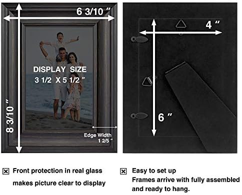 LaVie Home 4x6 Picture Frames (3 Pack, Assorted Colors) Rustic Wood Grain Photo Frame Set with High Definition Glass for Wall Mount & Table Top Display