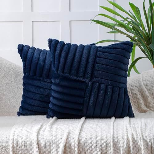 All Smiles Navy Blue Decorative Throw Pillow Covers 20x20 Set of 2