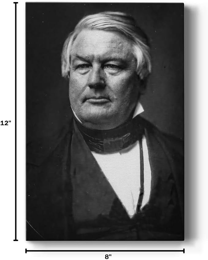 Renditions Gallery Millard Fillmore Presidental Portrait Wall Art, Premium Gallery Wrapped Canvas Decor, Ready to Hang, 12 in H x 8 in W, Made in America Print (AZS-WC26-POL013-R-812-MK)
