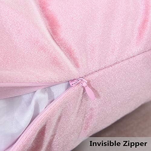 Home Brilliant Oblong Velvet Throw Pillow Covers, Decorative Cushion Cover for Toddler Kids Girls, Set of 2, 12 x 20 Inch(30x50cm), Blush Pink