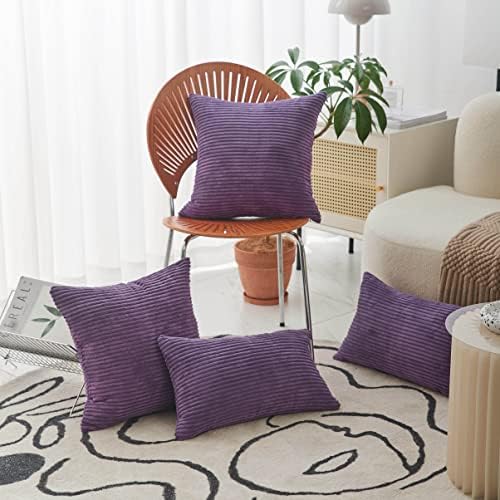 Home Brilliant Purple Throw Pillows for Bed Cute Decorations Pillow Covers for Couch Decorative Pillow Cases, 55x55 cm, 22 x 22 Inch, Eggplant…