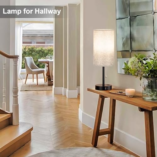 17" Grey Bedside Lamp for Bedroom Nightstand - Table Lamp with USB Ports