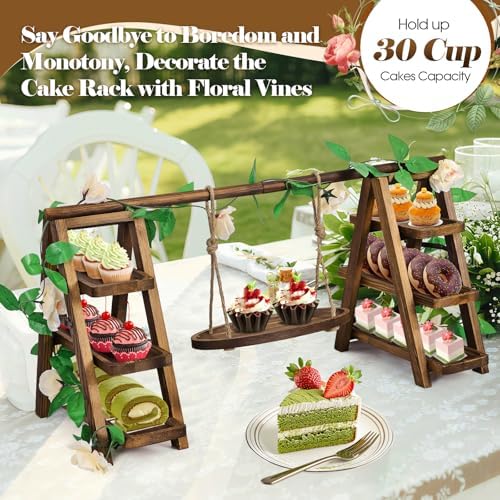 Wooden Cupcake Stand, 3 Tier Cake Stands Party Food Display Serving Platter