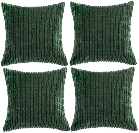 Fancy Homi 4 Packs Decorative Throw Pillow Covers for Living Room Couch Bed, Modern Farmhouse Boho Home Décor Accent Cushion Case, 20" x 20", Forest Green