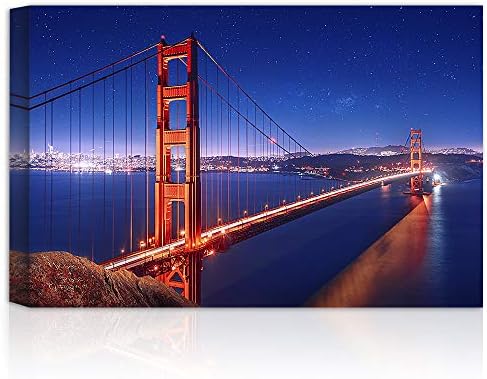 A&T ARTWORK Golden Gate Bridge - Personalized Canvas Prints Gift Couple's Names and the Date Gift for Anniversary,Valentine's day,Wedding. 16x24 inches