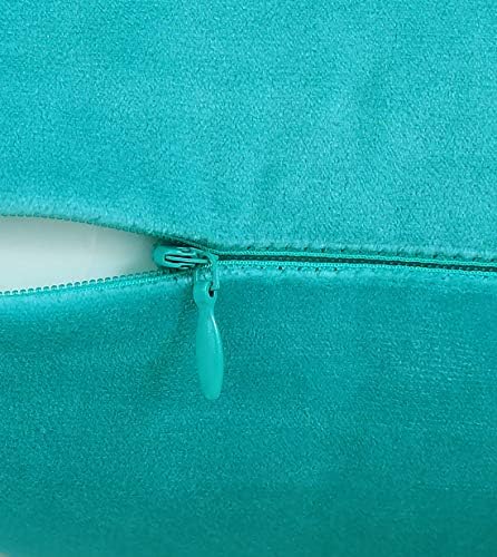 Jeneoo Comfy Soft Thick Velvet Throw Pillow Covers Decorative Solid Square Couch Cushion Cases for Home Bedroom Car Decor (Turquoise, 18 x 18 Inches, 2 Pieces)