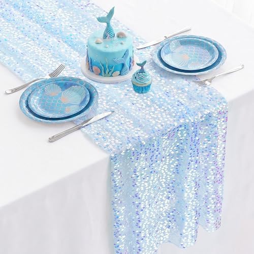 FEXIA Blue Table Runner 12x72 Inches Table Decoration for Wedding Party