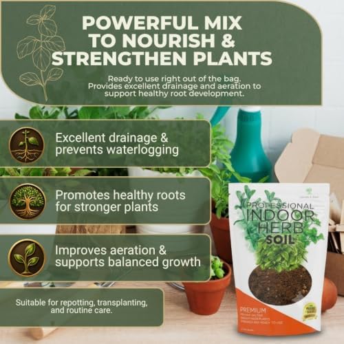 Leaves & Soul Indoor Herb Soil Mix 2.2 Qt for Basil, Mint, Rosemary & Thyme