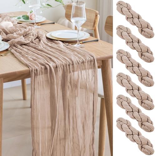 Asee'm 6pcs Nude Pink Cheesecloth Table Runner Summer Boho Rustic 10FT