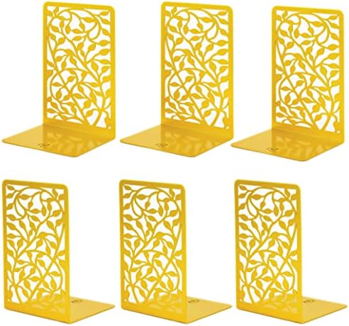 CNK Book Ends Bookends for Decorative Books Holder Bookend Shelves End Hold Heavy Duty Holders Stoppers Metal Stopper Cute Boho Bookshelf Holds Cookbook Office Home Set of 6 Bookends Pair Gold