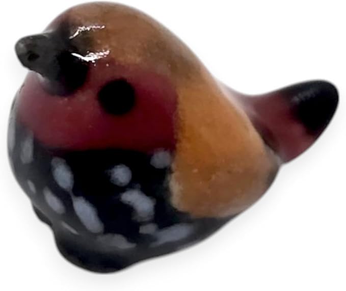 WitnyStore Tiny ½ Inch Red Avadavat Strawberry Finch Bird Figurine - Miniature Hand Made Painted Ceramic Birds Aves Colorful Porcelain Feathered Animals Cute Decorative Collectible Figures Décor Gifts