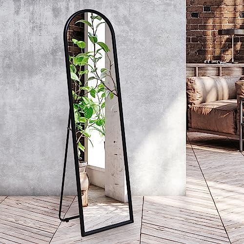 Americanflat 15x59 Arched Mirror with Stand- Large Hanging Mirrors with Durable Frame - Modern Mirror for Bathroom, Bedroom, Living Room - Mirrors for Wall Display and Home Decor - Black