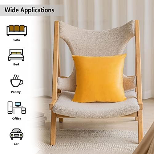 Home Brilliant Yellow Pillow Covers 18x18 Velvet Holiday Decorative Throw Pillows Solid Square Accent Pillowcases for Living Room Couch Bench Summer Decor, 2 Pieces 18 inch(45cm), Yellow