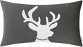 BRAWARM Christmas Pillow Cover 12 X 20 Inches, Gray Reindeer Embroidered Lumbar Pillow Cover, Soft Velvet Decorative Throw Pillow for Couch Bed Sofa Living Room Home