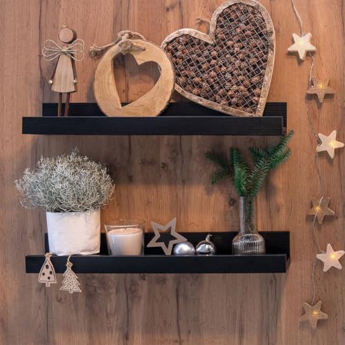 Mobili Fiver, Set of 2 First Picture Shelves, 31.49 in, Ashwood Black, Made in Italy