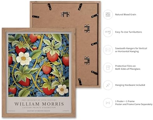 Poster Master William Morris Poster - Owl Print - Bird Art - Botanical Art - Flower Design - Exhibition Artwork - Animal Illustration - Floral Illustration - Aesthetic Design - Office or Bedroom Decor - 8x10 Beige Framed
