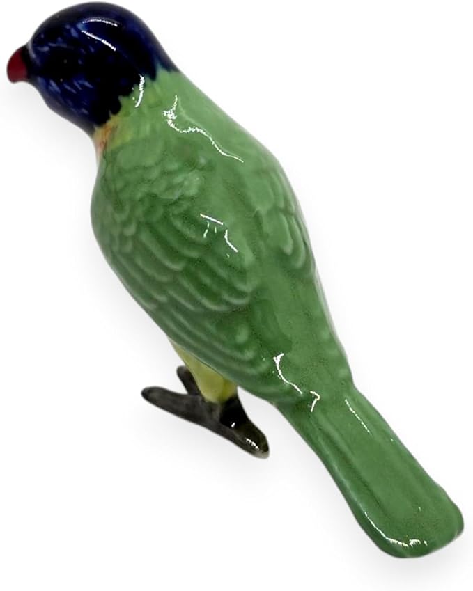 WitnyStore Tiny 2½" Long Rainbow Lorikeet Parrot Bird Figurine - Miniature Hand Made Painted Ceramic Birds Aves Colorful Porcelain Feathered Animals Decorative Figure Collectible Figurines Décor Gifts