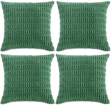 Fancy Homi 4 Packs Decorative Throw Pillow Covers for Living Room Couch Bed, Modern Farmhouse Boho Home Décor Accent Cushion Case, 18" x 18", Green