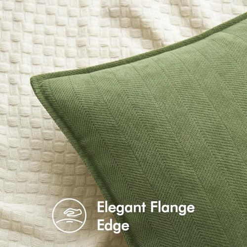 MIULEE Pack of 2 Sage Decorative Chenille Pillow Covers 20x20 Inch
