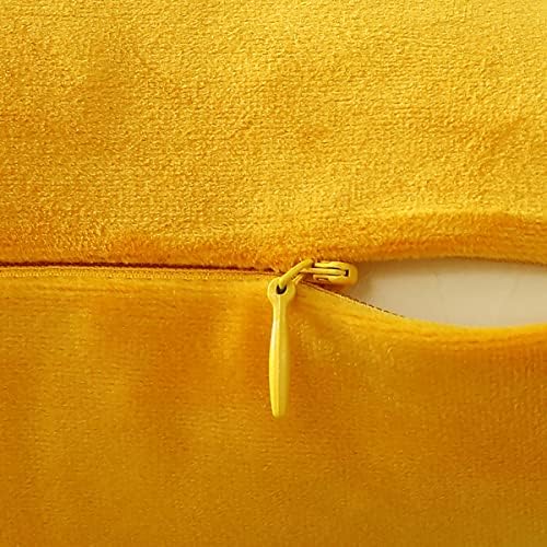 Jeneoo Comfy Soft Thick Velvet Throw Pillow Covers Decorative Solid Square Couch Cushion Cases for Home Bedroom Car Decor (Mustard Yellow, 18 x 18 Inches, 2 Pieces)