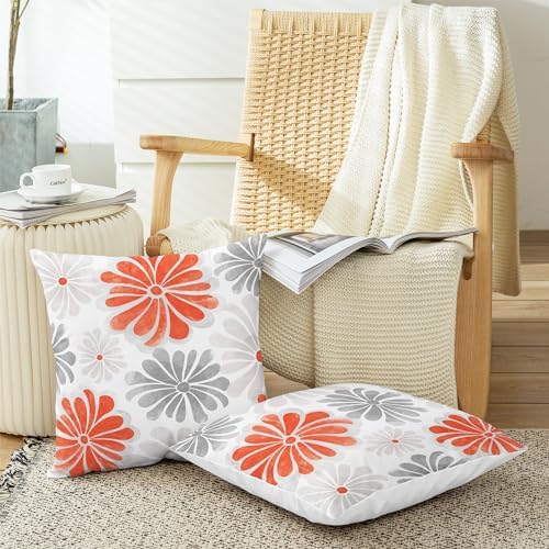 CaliTime Decorative Couch Throw Pillow Covers, 22 X 22 Inches, Living Coral