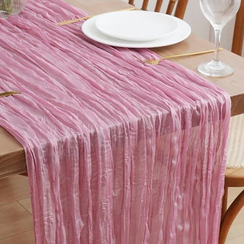 Asee'm Pink Cheesecloth Table Runner Fall 10FT Gauze Boho Wedding Decor