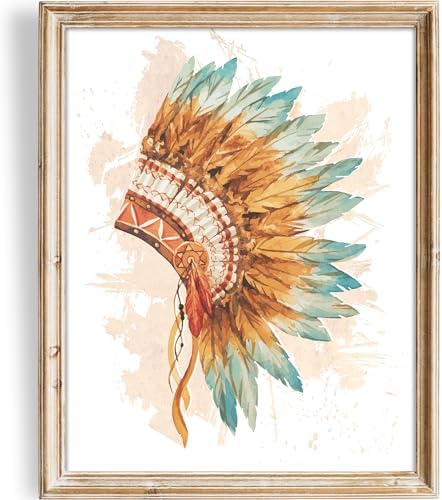 DREAM BIG PRINTABLES Native American Headdress Decor Wall Art Print - Unframed - 11x14 | Office Wall Décor | Kitchen Wall Décor