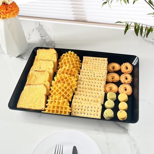 Serving Tray Platter, 2 Pcs Food Tray for Veggie Fruit Snack Dessert Cookie Cheese, Food Trays for Party Supplies Display, Plastic Platters for Serving Food, Large Trays, BPA Free