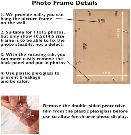 JCJMY 11x15 Rustic Brown Picture Frame Set of 6, Horizontal and Vertical Formats for Wall Hanging, 11 x 15 Wall Gallery Poster Photo Frames with Shatter Resistant Plexiglass, 6 Pack, Rustic Brown