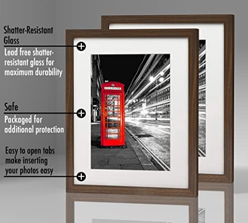 Americanflat 11x14 Picture Frame 2-Pack - Matted to 8x10 - Walnut