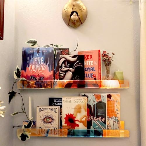 2 Packs 24 inches Iridescent Acrylic Shelves,Book Shelf for wall