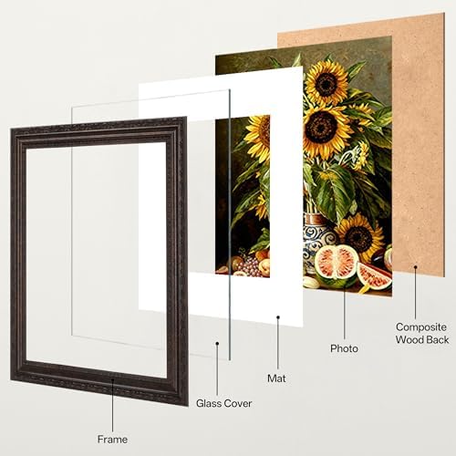 eletecpro 8x10 Vintage Picture Frame, Glass Cover, Brown, 2-Pack