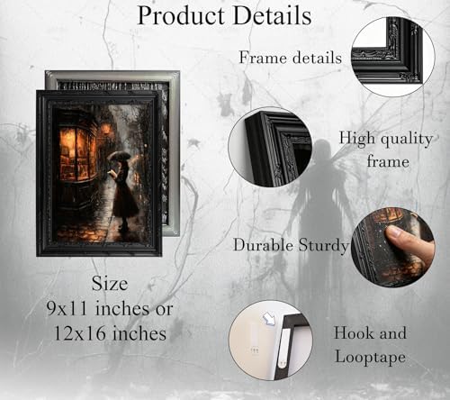 Vintage Black Framed Canvas Wall Art Victorian Woman Reading Bookish Painting Picture Wall Decor Dark Moody Academia Poster Prints Artwork for Living Room Bedroom Study 12x16in
